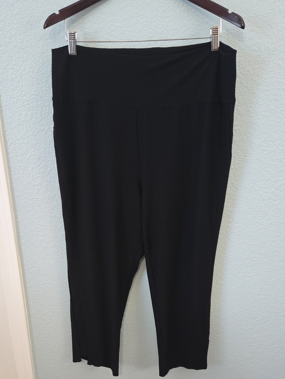 Eileen Fisher Washable Stretch Crepe Pants Black Sz Large